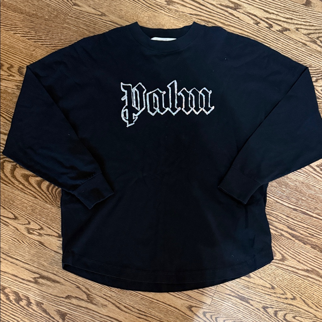 Palm Angels Black Long Sleeve Shirt With White Logo